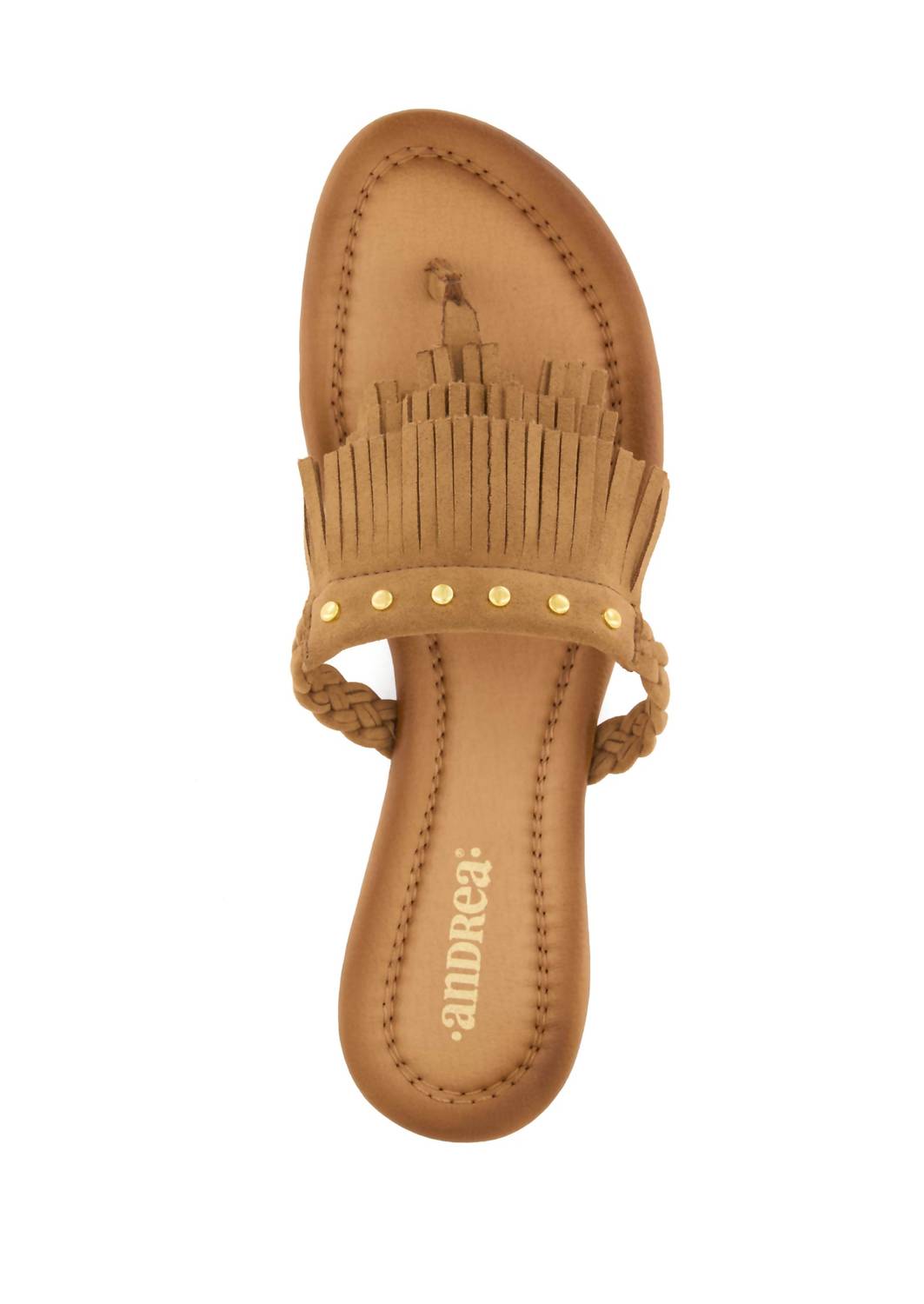 Andrea Women's Braided Strap And Fringe Sandal in honey - women's sandal - alternate view