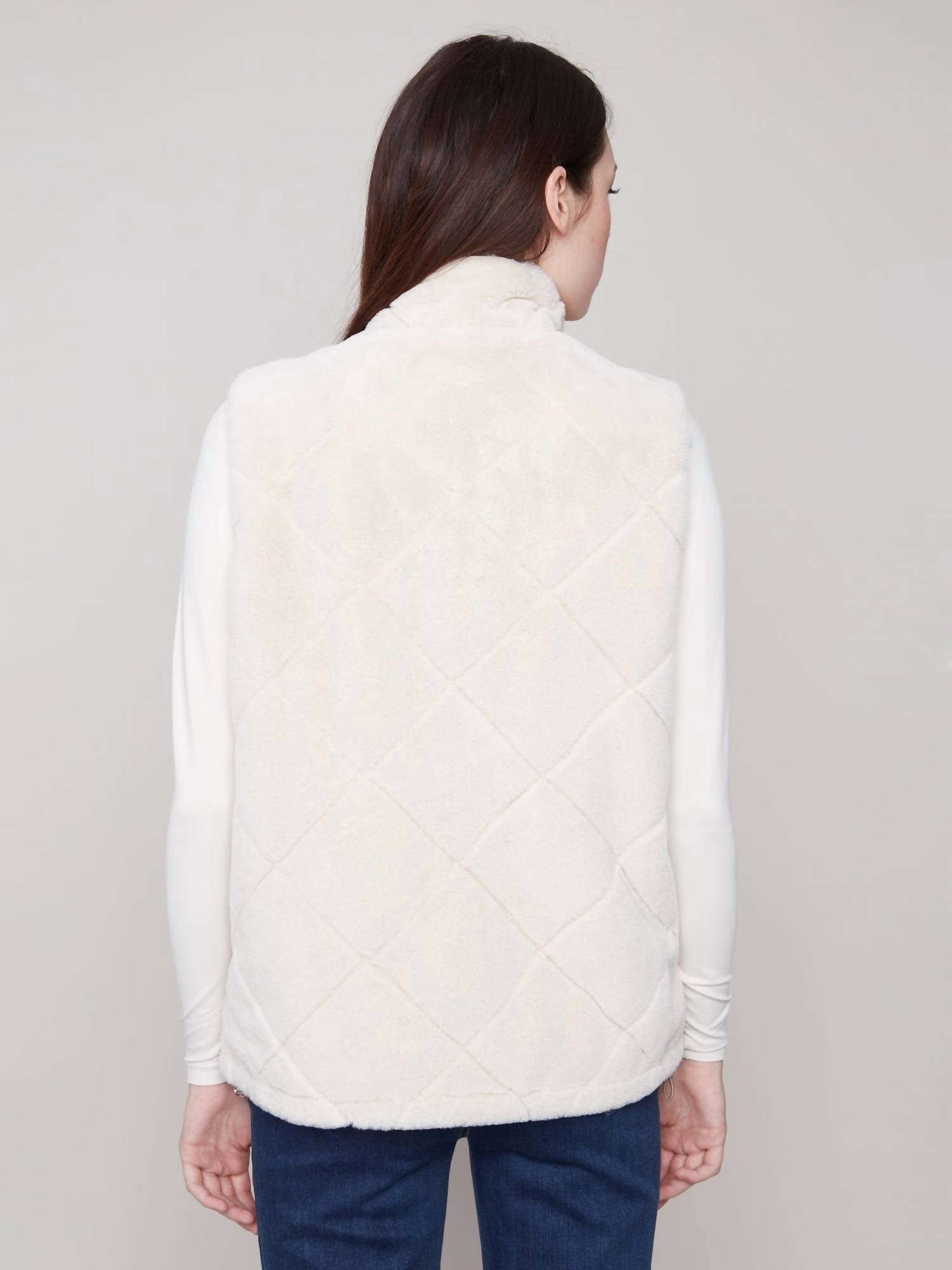 Charlie B - Reversible Quilted Faux Fur Nylon Vest