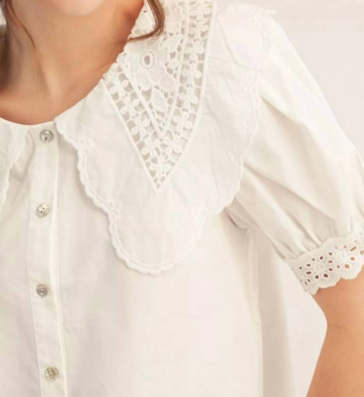 Jodifl - Women's Vintage Darling Lace Collar Top