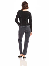 Fifteen Twenty - Contrast Faux Suede Stitch Top