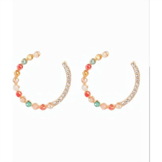 Mys Wholesale - Women's Rhinestone Hoop Earrings