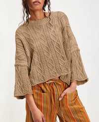 Lovesoft - Cropped Cable Knit Sweater