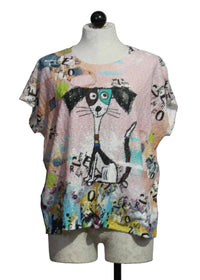 Inoah - Women's Short Sleeve A-line Hi Lo Top