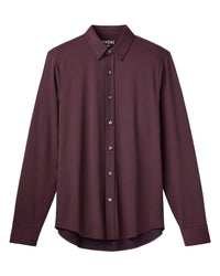 RHONE Commuter Long Sleeve Shirt in cinnamon red gingham - men's shirt - detail view