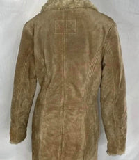 Wilsons Leather Women's Maxima Soft Leather & Shearling Coat in brown - women's jacket - detail view
