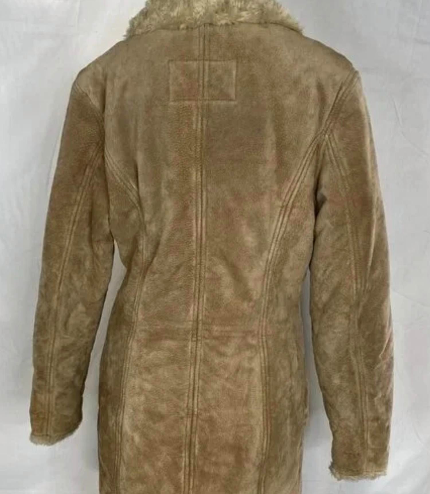Wilsons Leather Women's Maxima Soft Leather & Shearling Coat in brown - women's jacket - detail view