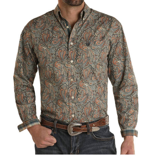 Panhandle - Paisley Long Sleeve Single Pocket Button Down Shirt