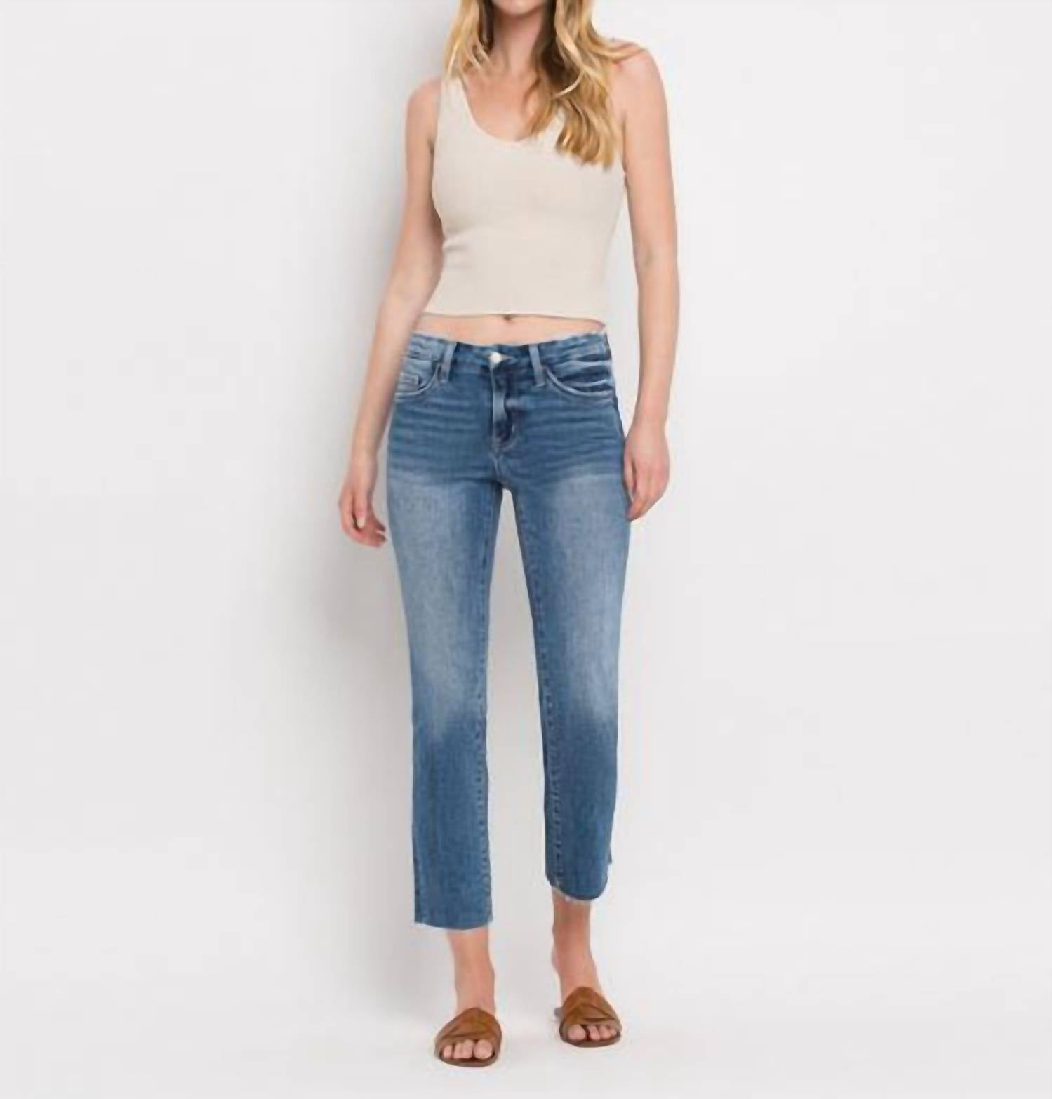 Vervet By Flying Monkey - Mid Rise Crop Slim Straight Jeans