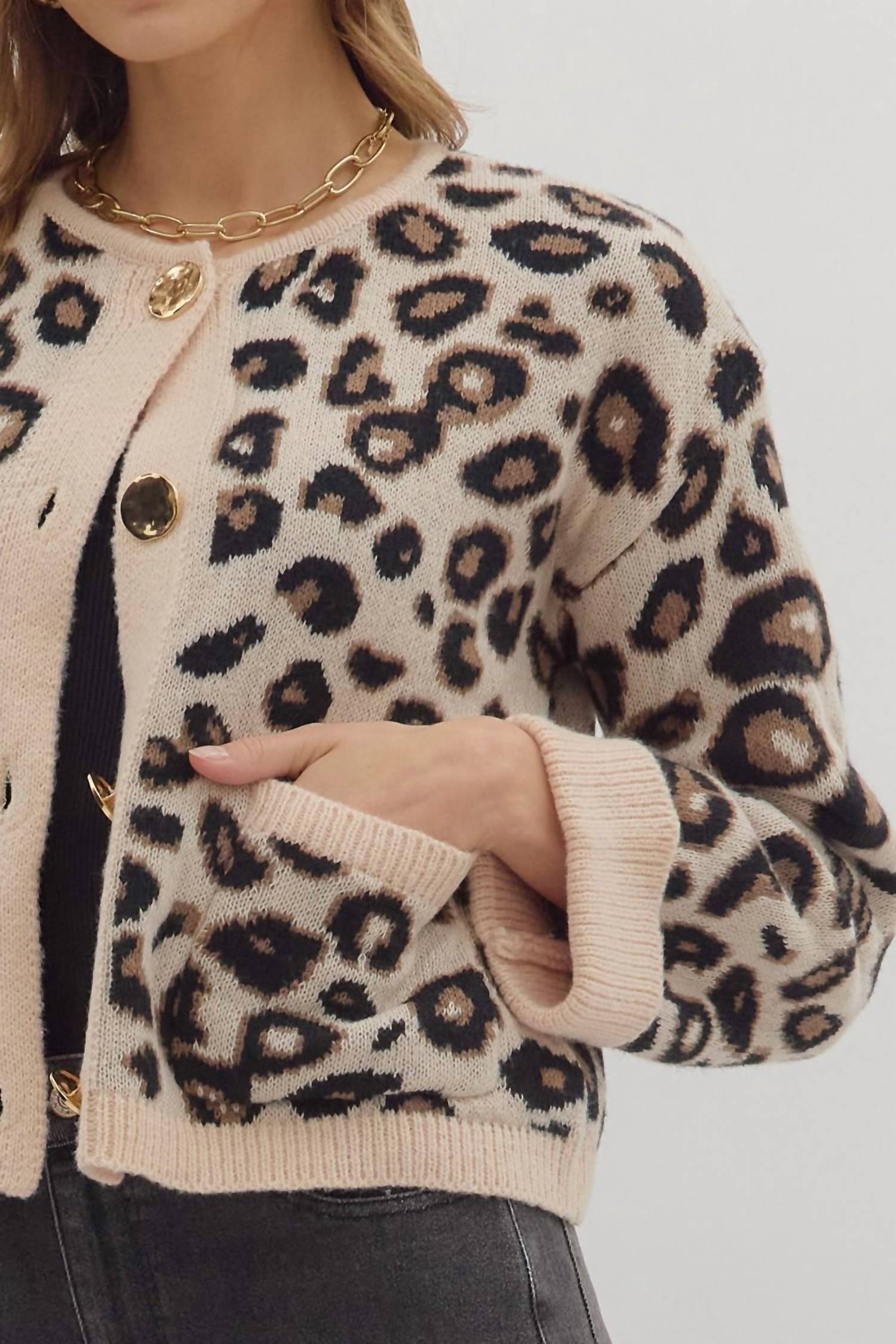 entro Luxe Knit Cardigan in leopard - women's cardigan - view 5