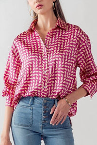 Big Hit Fashion - Elsie All Over Printed Button Down Top