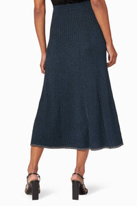 JONATHAN SIMKHAI Ria Metallic Knit Maxi Skirt in navy - women's skirt - detail view
