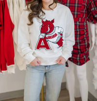 Gameday Social - Women's Arkansas Mascot Comfort Crew Sweatshirt