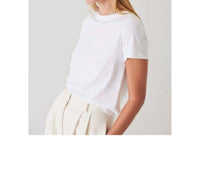 Patrick Assaraf Short Sleeve Iconic Fitted Crew Top in white - women's t-shirt - alternate view