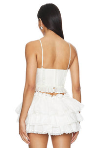 Selkie Shakespeare Ruffle Details Top in ivory white - women's blouse - detail view