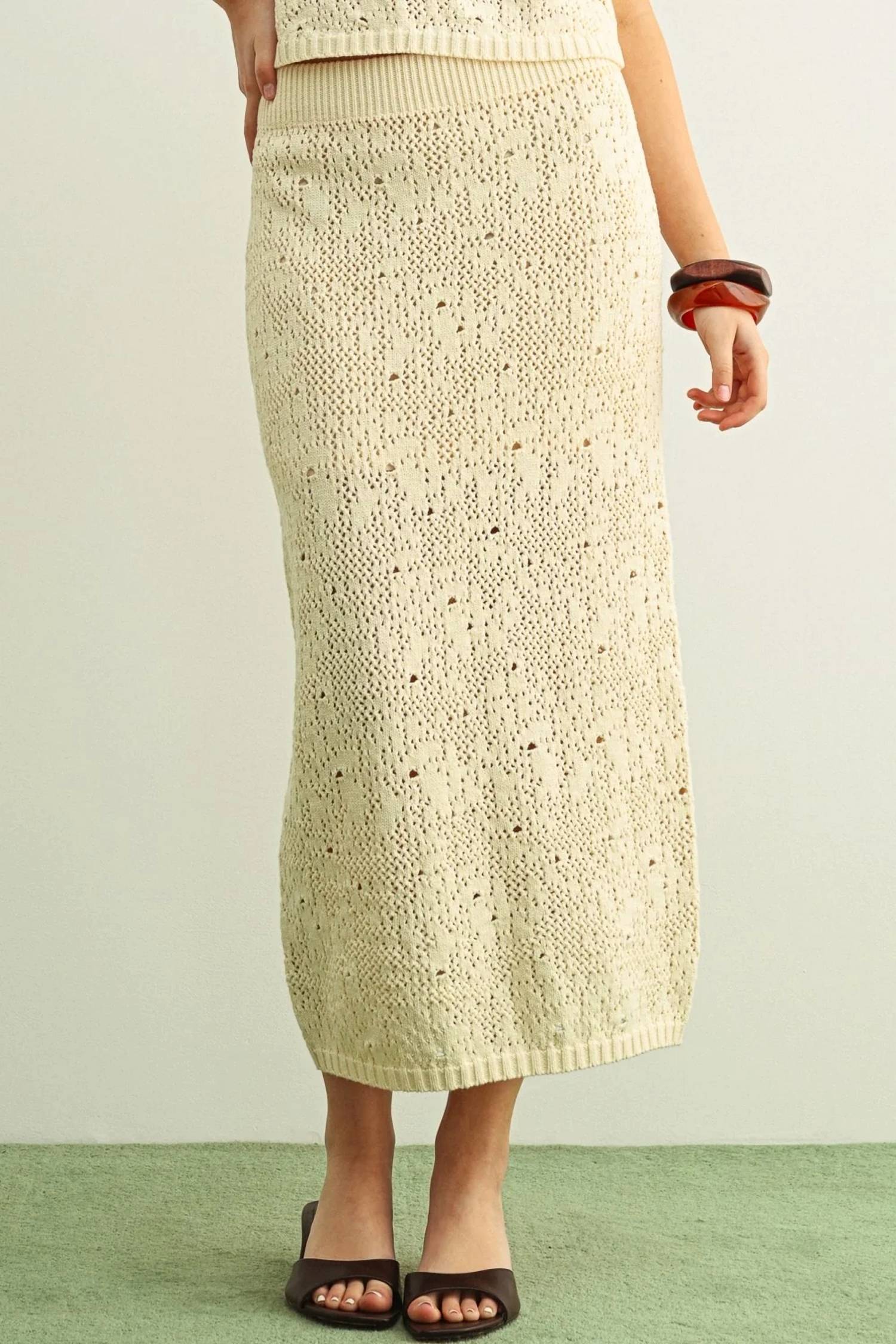Deon - Texture Sweater Knit Skirt