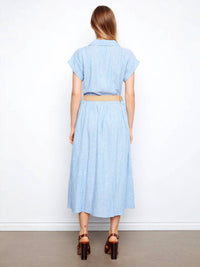Charlie B - Striped Linen Blend Maxi Dress With Belt