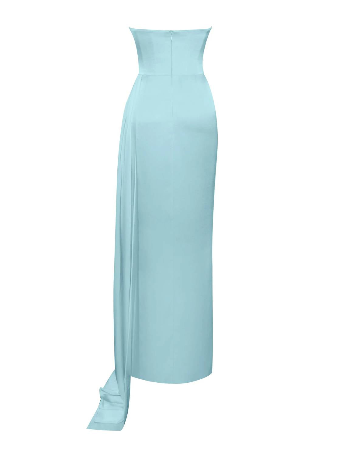 Miss Circle - Marilyn Satin Crystal Embellished High Slit Gown