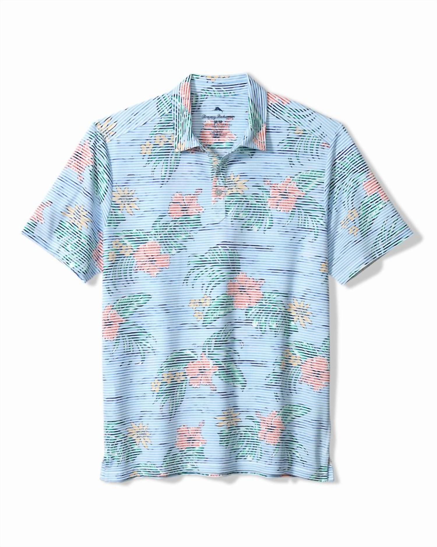 TOMMY BAHAMA Costa Wave Isle Camo Polo Shirt in big sky blue - men's shirt - view 5
