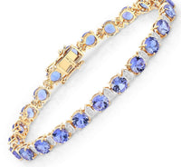 Diana M Jewels Women's Round Natural Tanzanite Bracelet (9.87 Ct) - Bold in 14k yellow gold - women's jewelry
