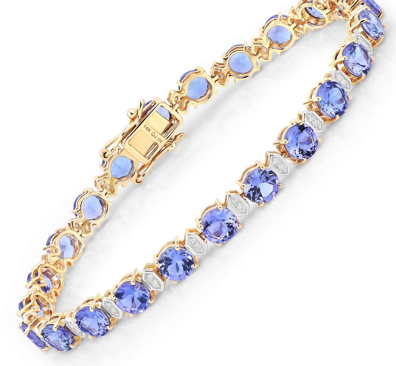 Diana M Jewels Women's Round Natural Tanzanite Bracelet (9.87 Ct) - Bold in 14k yellow gold - women's jewelry