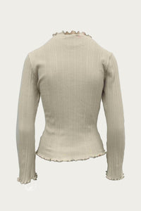 MOCK NECK STRETCH COTTON-JERSEY TOP