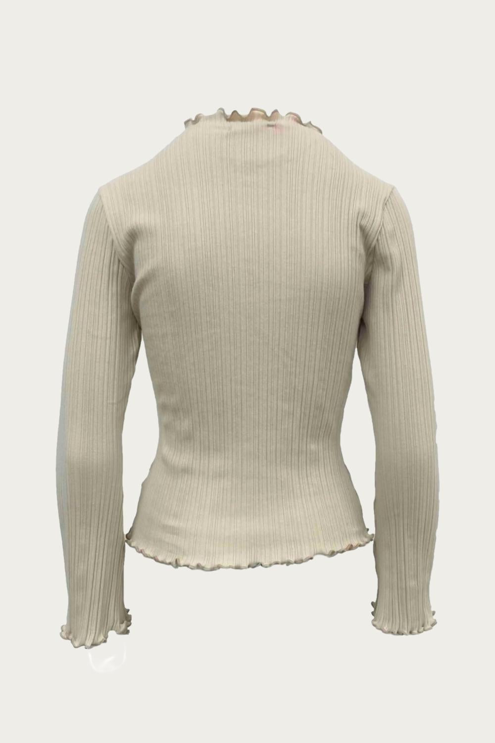 MOCK NECK STRETCH COTTON-JERSEY TOP
