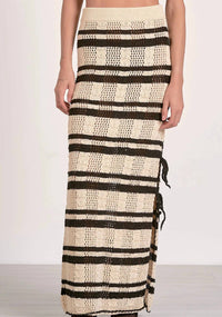 ELAN Crochet Lined Skirt in black striped - women's skirt