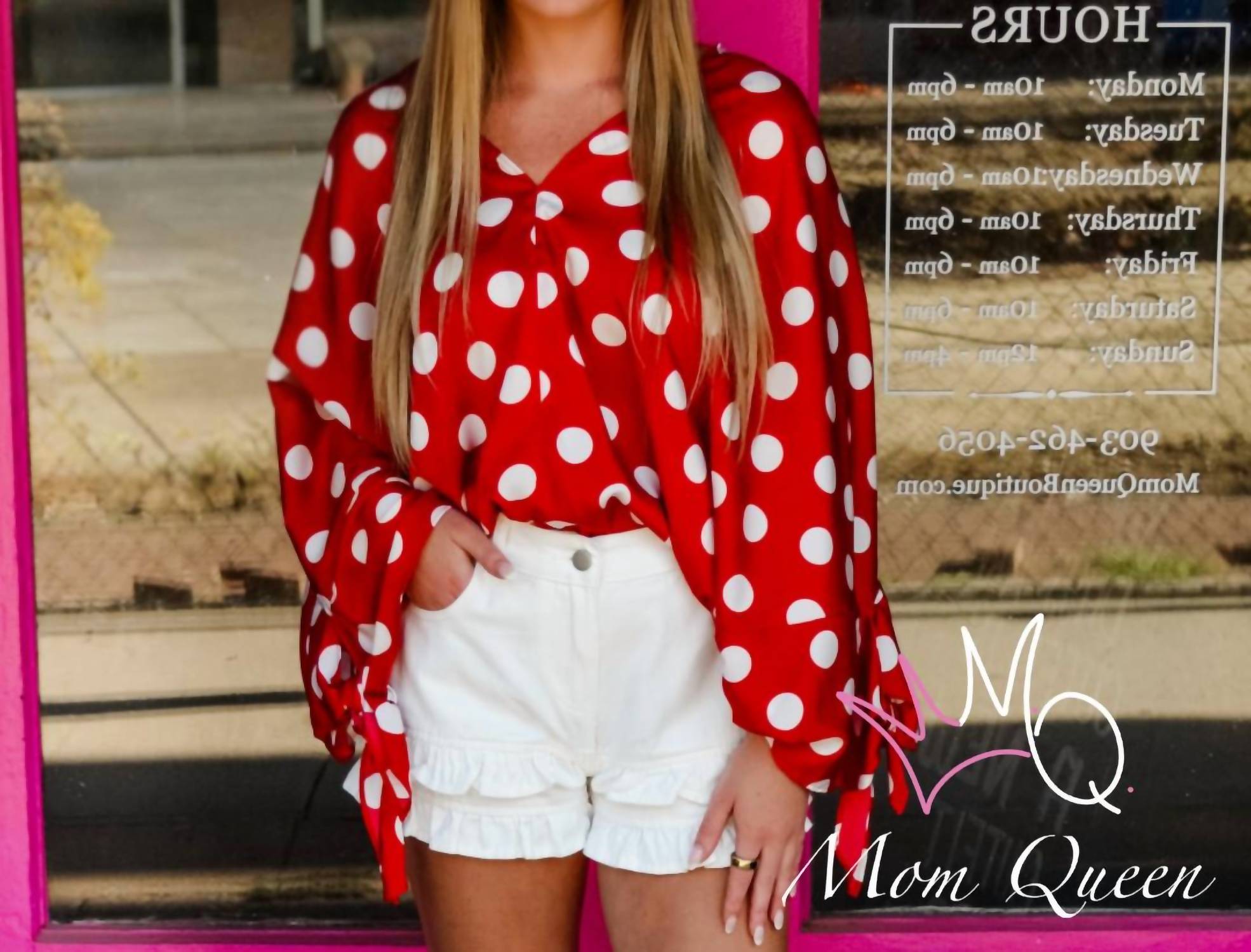 Vine & Love - Darla Polka Dot Tie Detail Blouse