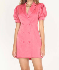 DOUBLE-BREASTED SATIN BLAZER MINI DRESS