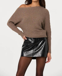 ASTR Samaria Off Shoulder Dolman Sweater in mocha - women's sweater - view 5
