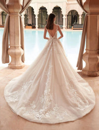 Demetrios - Beaded Lace Tulle Gown