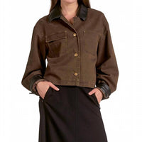 Elan - Barn Coat Jacket With Leather Trim