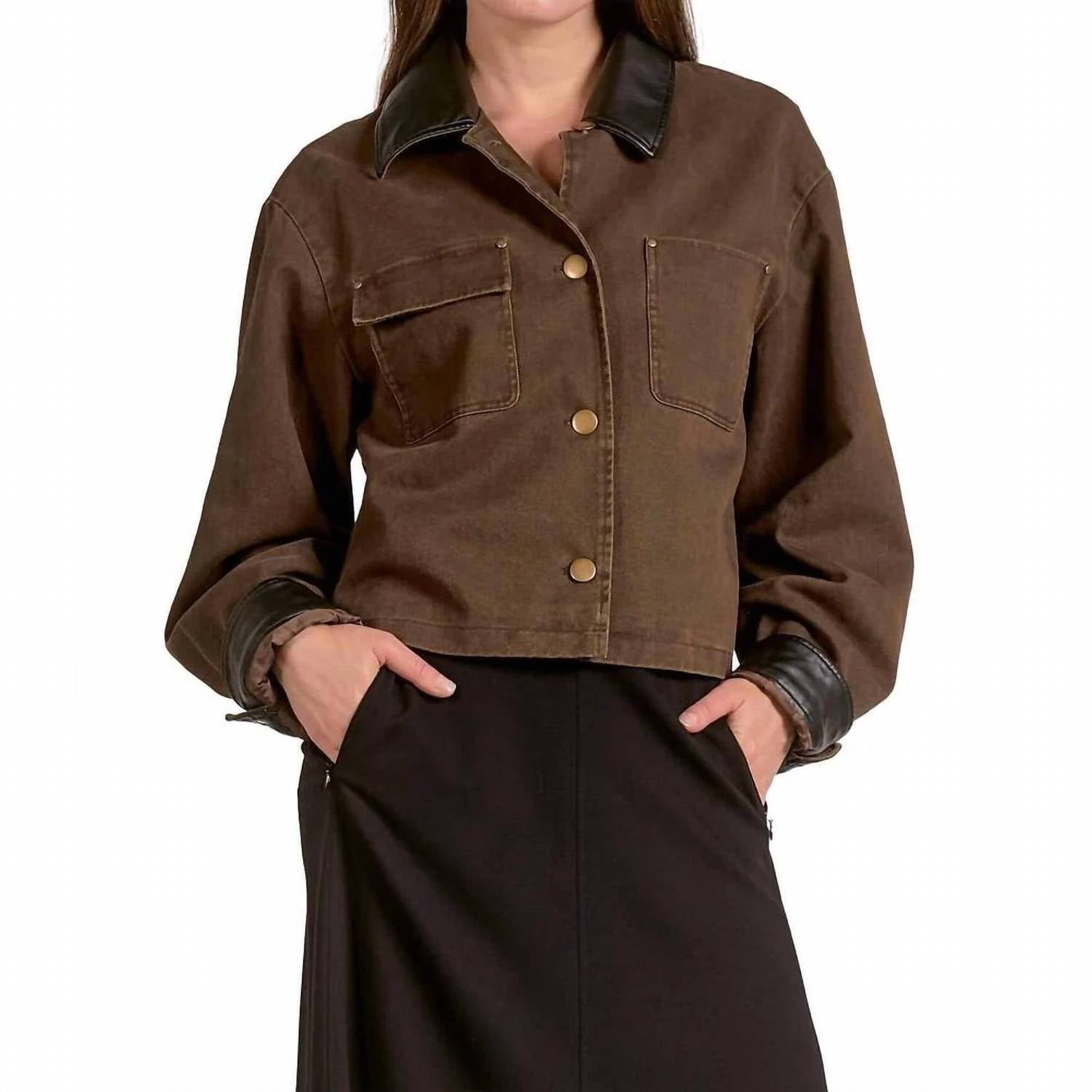 Elan - Barn Coat Jacket With Leather Trim