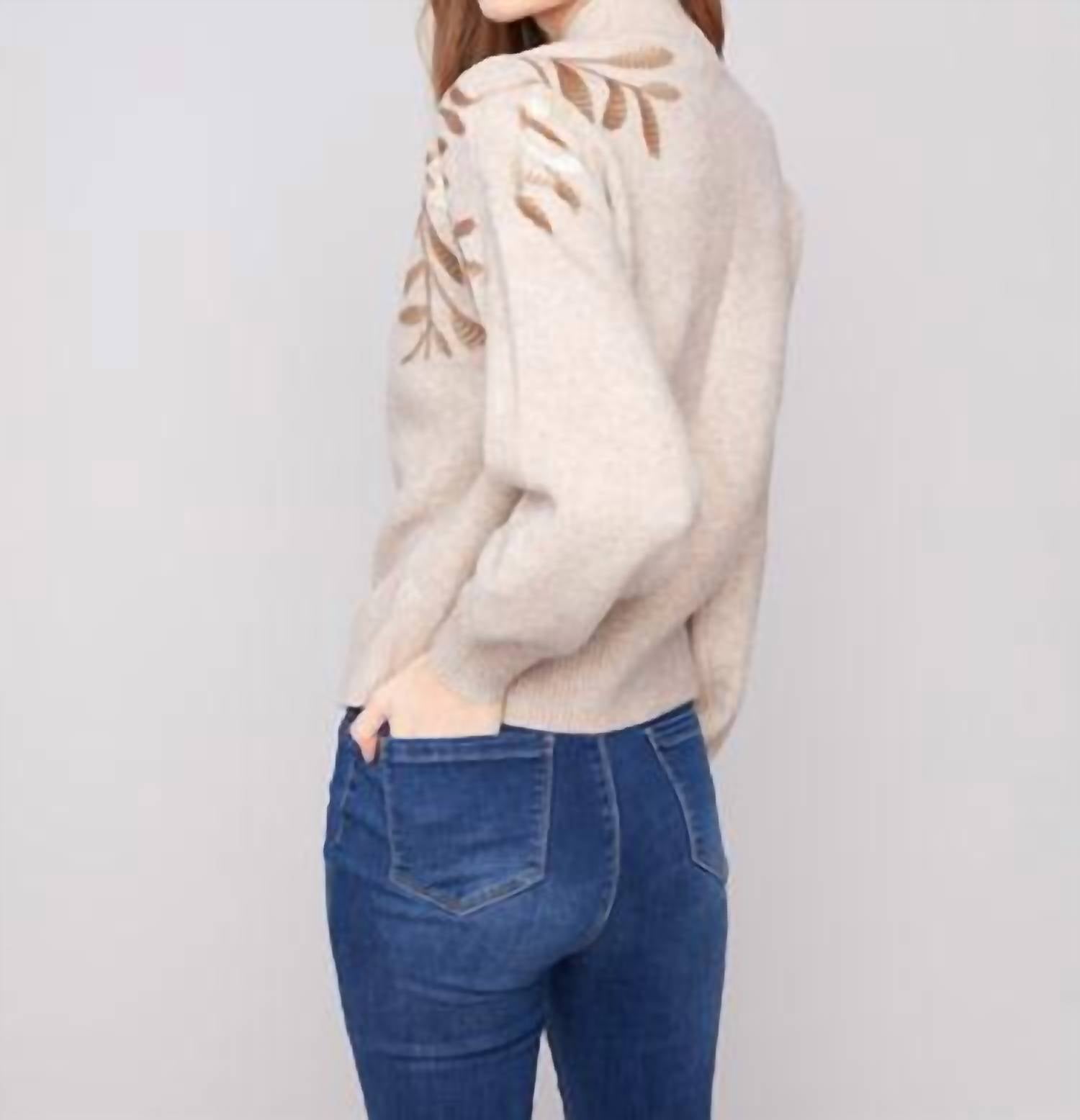 Charlie B - Mock Neck Sweater With Sequin Detail
