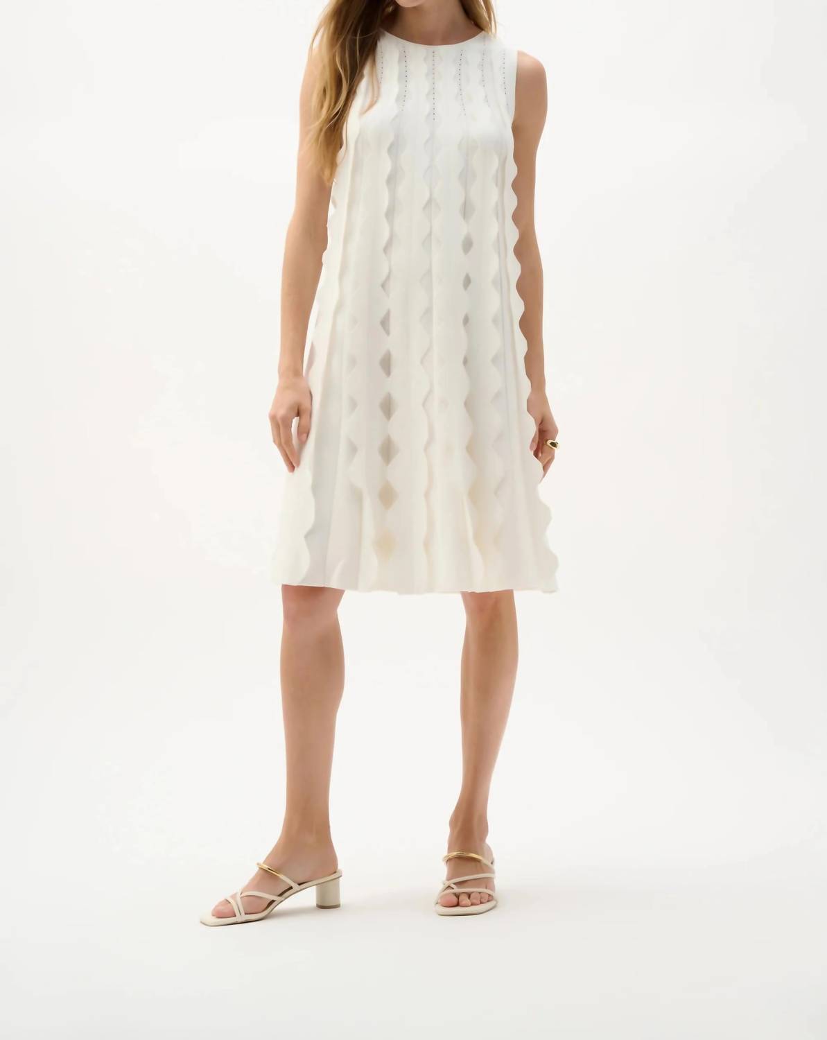Joseph Ribkoff - Scalloped Sweater Knit A-line Dress