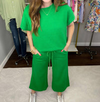 SEE AND BE SEEN Call My Jet Textured Pants in green - women's pants