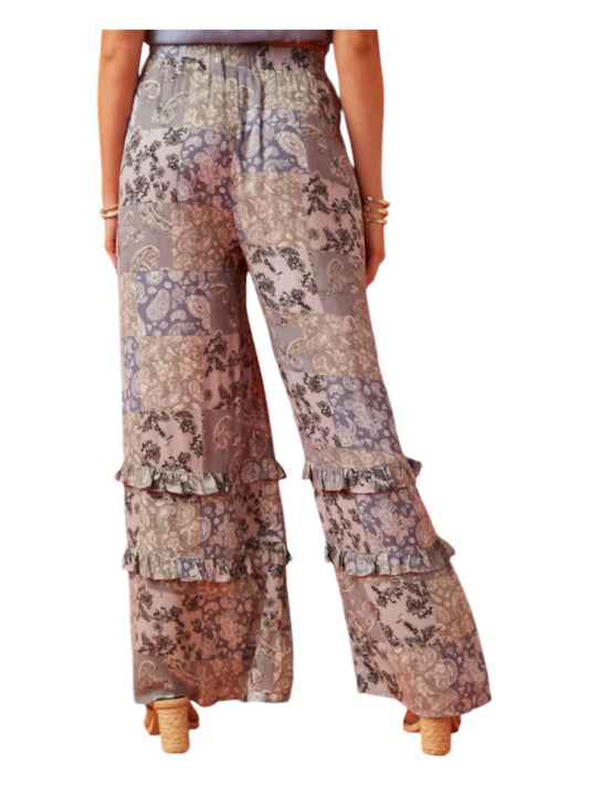 Hayden La - Ruffle Detail Paisley Quilt Print Pants