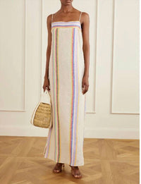 Staud - Laura Striped Linen Maxi Dress