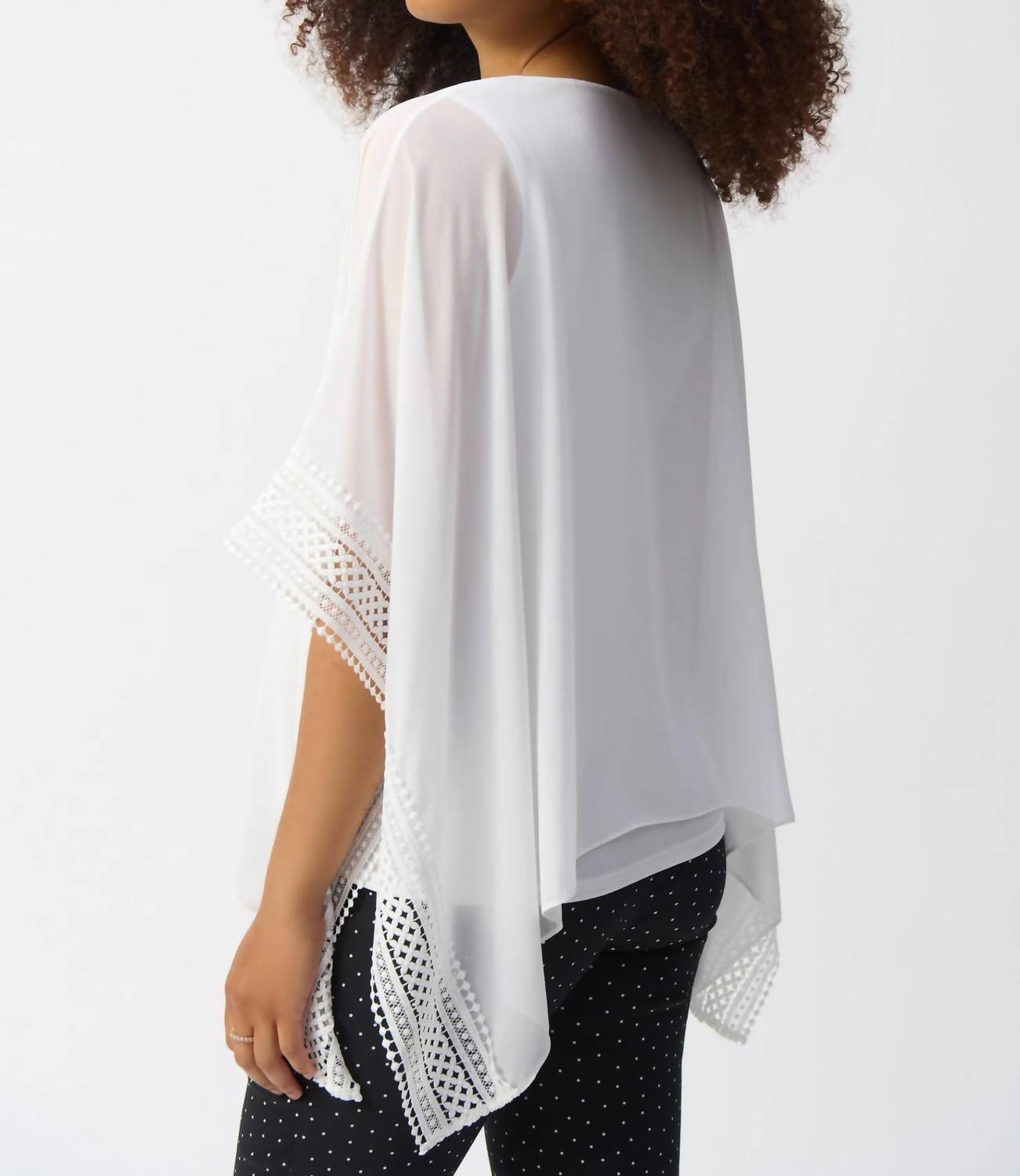 Joseph Ribkoff - V-neck Lace Trim Poncho Top