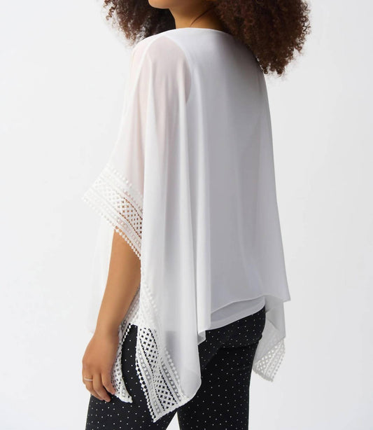 Joseph Ribkoff - V-neck Lace Trim Poncho Top