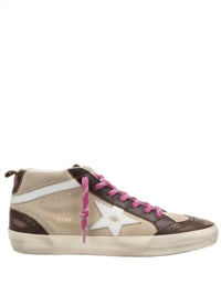 GOLDEN GOOSE Women's Mid Star Sneakers in brown beige white - women's sneaker