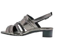 Ros Hommerson Women's Vacay Slingback Dress Sandal in pewter snake print - women's sandal - detail view