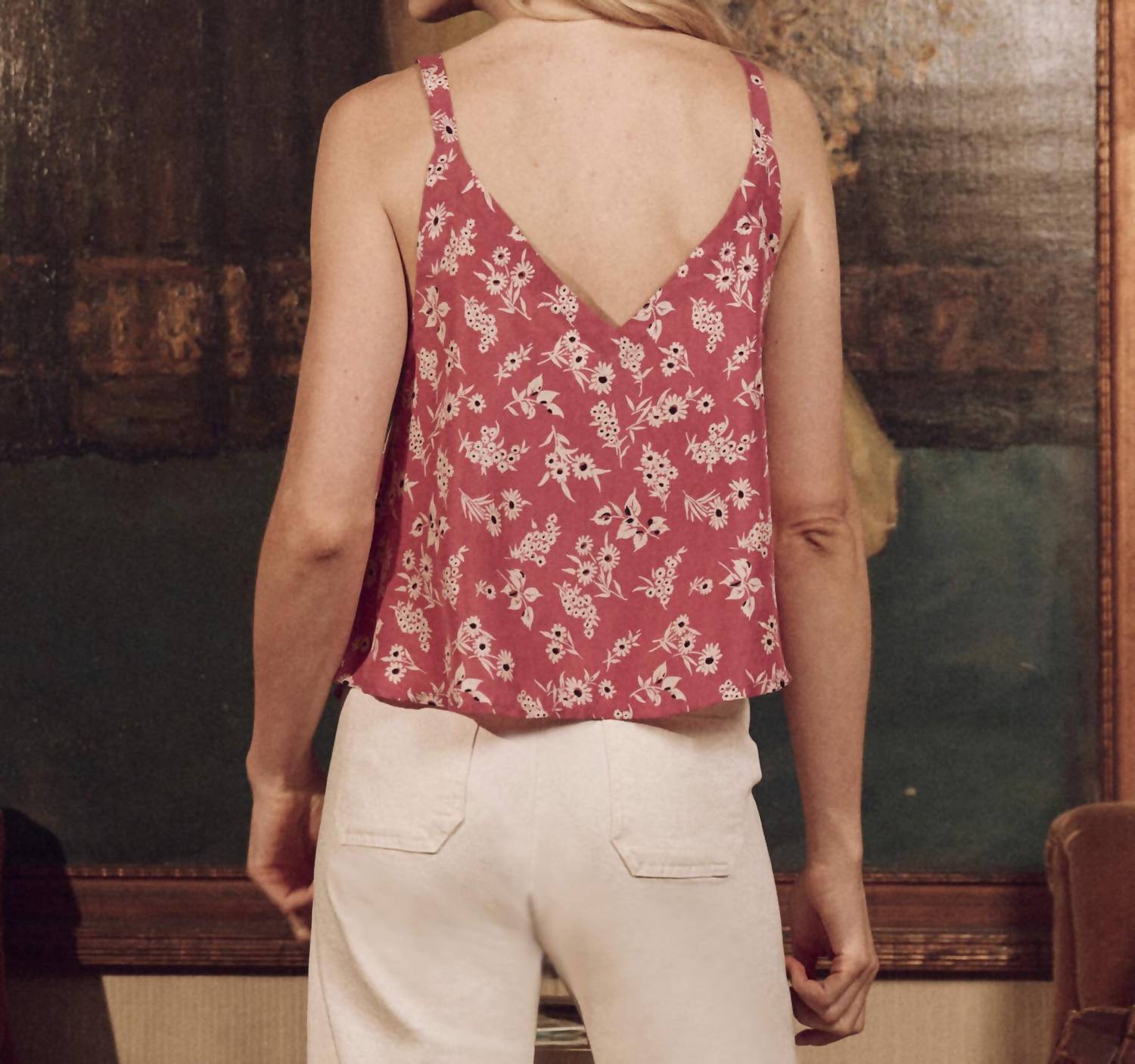 The Great. - Aubergine V-neck Cami Top