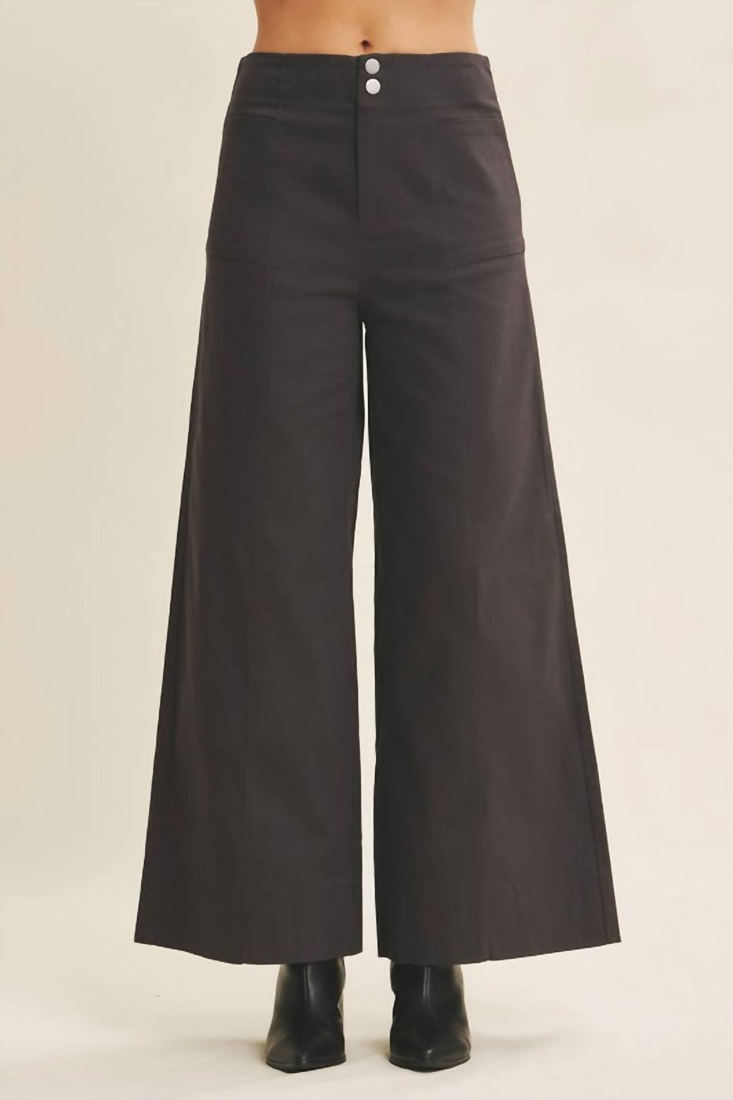 In February Melissa Stretchy Wide Leg Pant in charcoal - women's pants