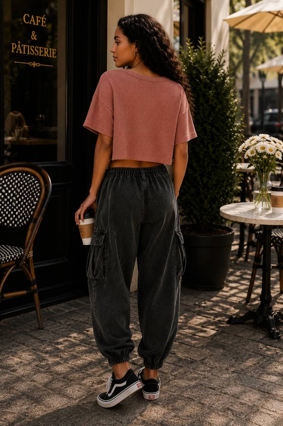 Surelymine - Harper Waffle Knit V-Neck Pocket Top