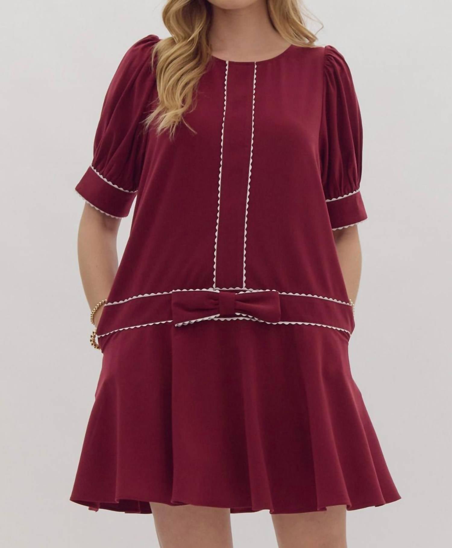 entro Holly Mini Dress in red - women's dress - detail view
