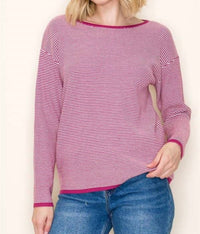 STACCATO Ayers Boatneck Long Sleeves Sweater in berry - women's sweater