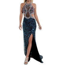 Zasa Chic - Beaded Cut Out Halter Gown