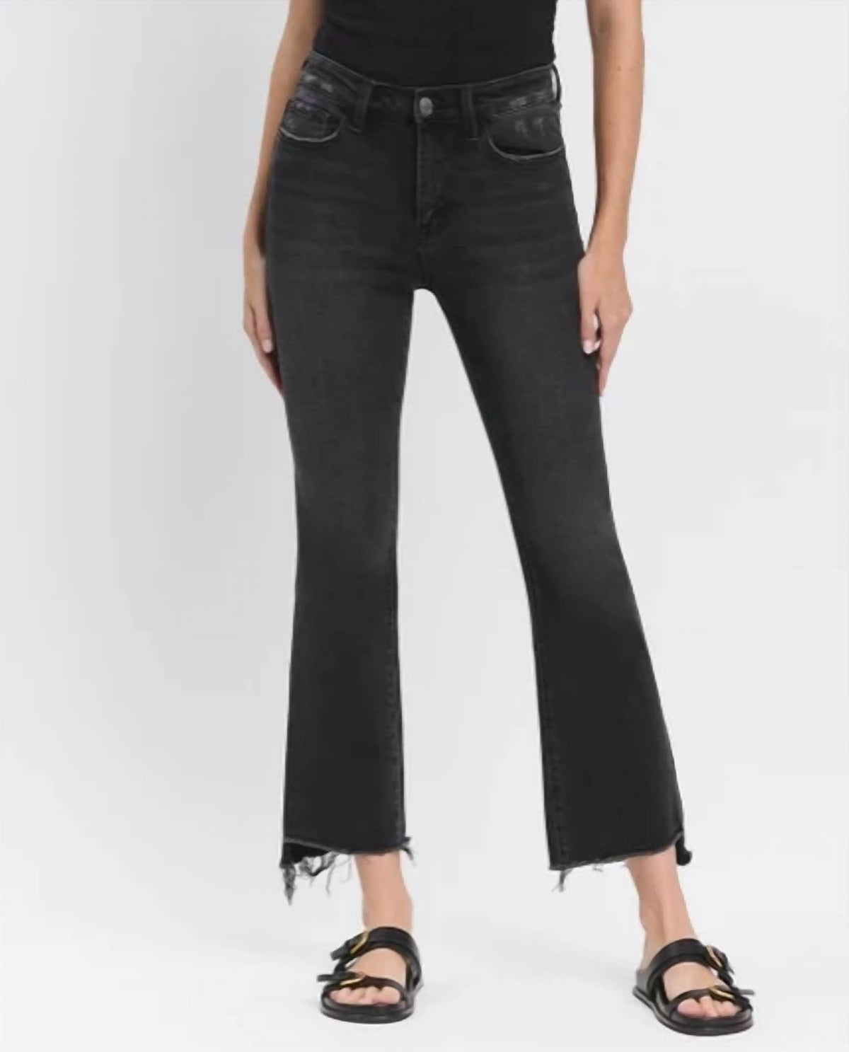 Vervet By Flying Monkey - High Rise Raw Hem Crop Flare Jeans
