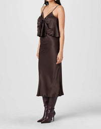 TOCCIN Heidi Silk Satin Slip Skirt in espresso - women's skirt - alternate view